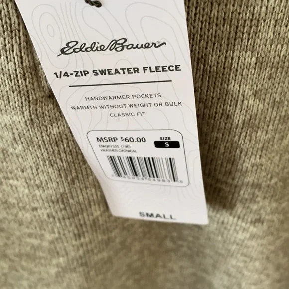 Eddie Bauer sz S 1/4 zip sweater fleece nwt - Picture 3 of 5